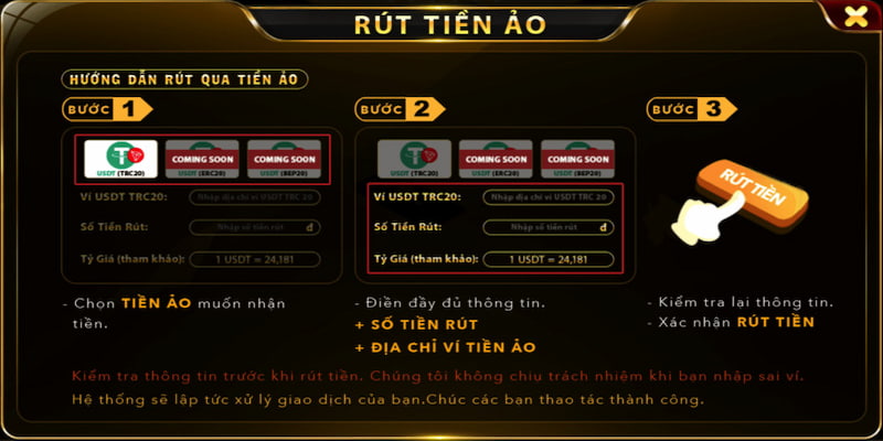Các phương thức rút tiền GO88 phổ biến
