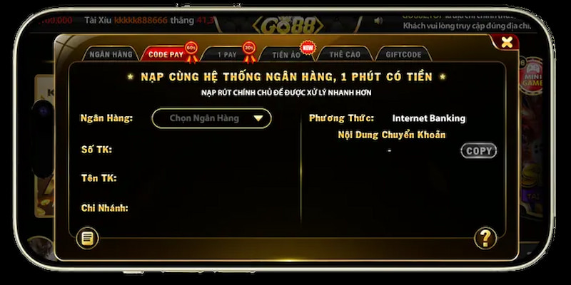 Hướng dẫn chi tiết cách nạp tiền GO88