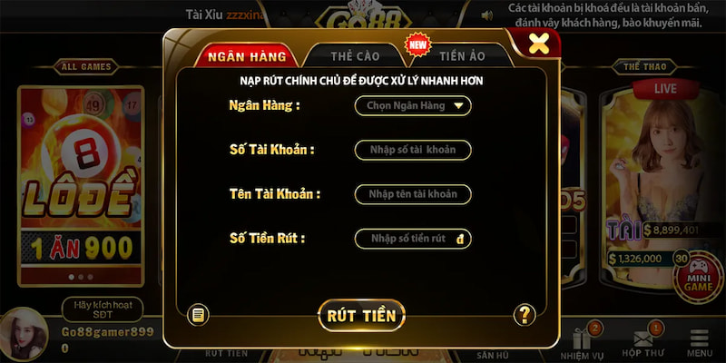 rút tiền GO88 Một số lưu ý khi rút tiền GO88
