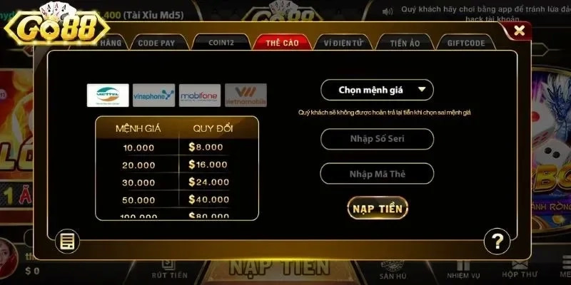 Những lợi ích của việc nạp tiền GO88